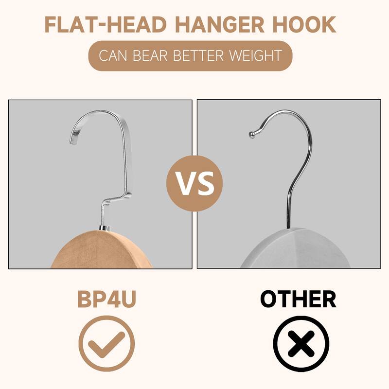 BP4U Premium Wide Shoulder Wooden Suit Hangers, Heavy-Duty Non-Slip Solid Wood Coat Hangers with Locking Bar