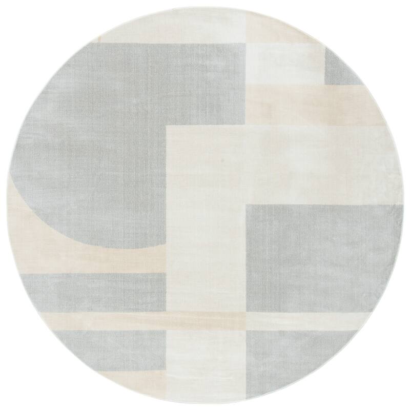 SAFAVIEH Orwell Theodocia Mid-Century Modern Rug - 6'7" Round - Grey/Beige