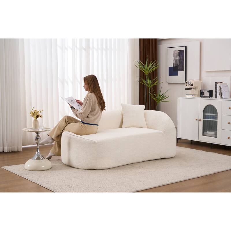 LY-048 Compression Curved Chaise Longue Chair Indoor, Modern Chenille Loveseat Couch