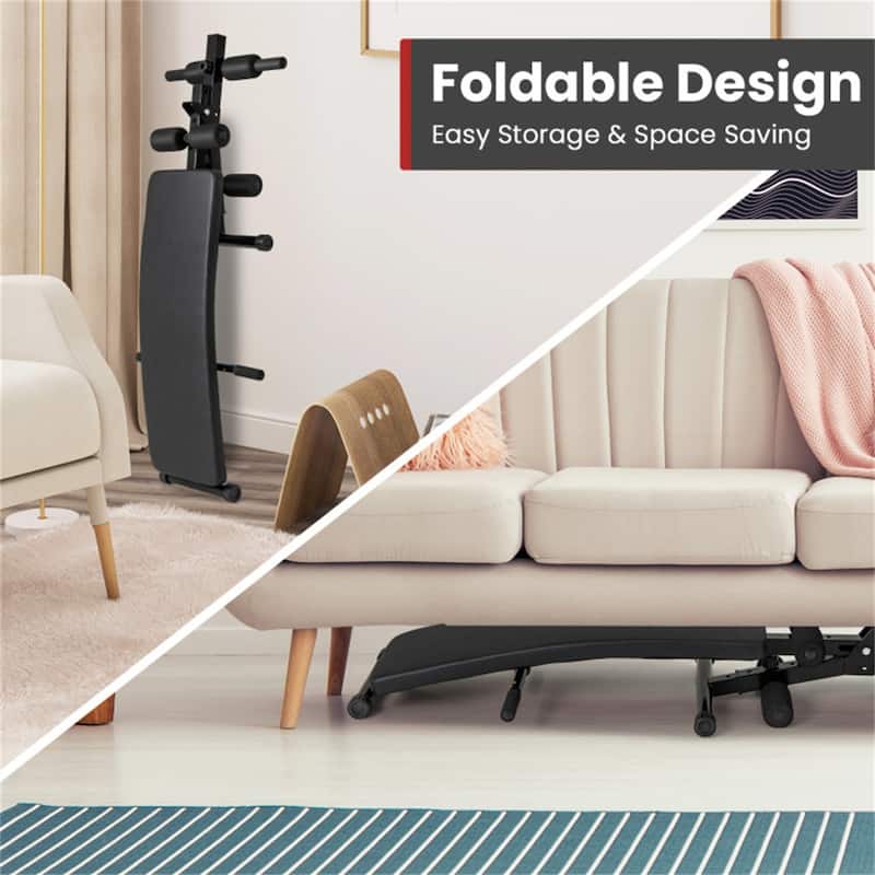 Adjustable Sit-Up Bench Home Gym Exercise Equipment 5 Heights - 50" x 20.5" x 21"-27"