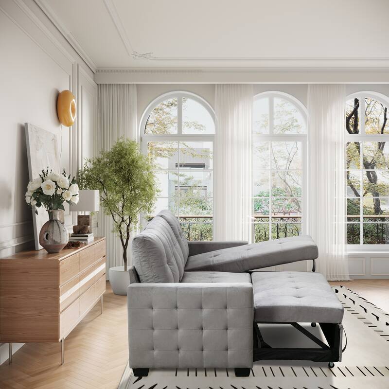 Reversible Storage Sleeper Sofa - Versatile Comfort - Grey