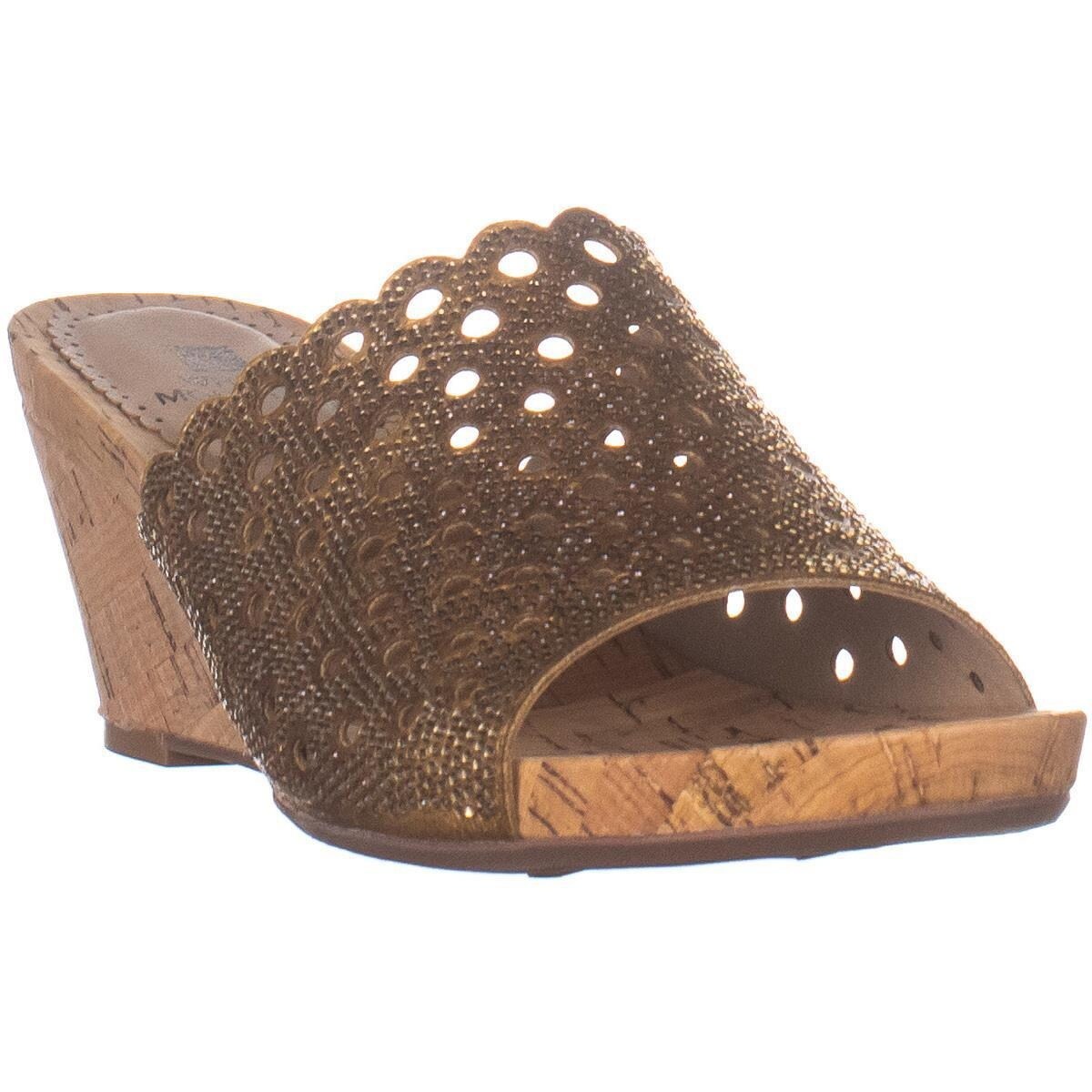 white mountain gold wedge sandals