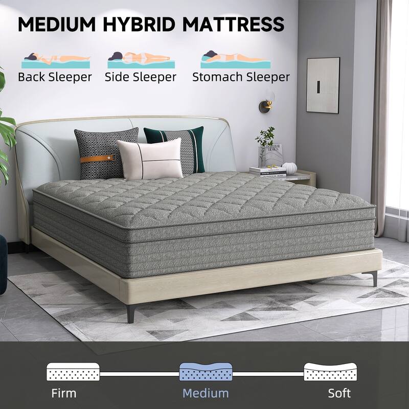 12 Inch Individually Pocketed Spring Hybrid Mattress in a Box