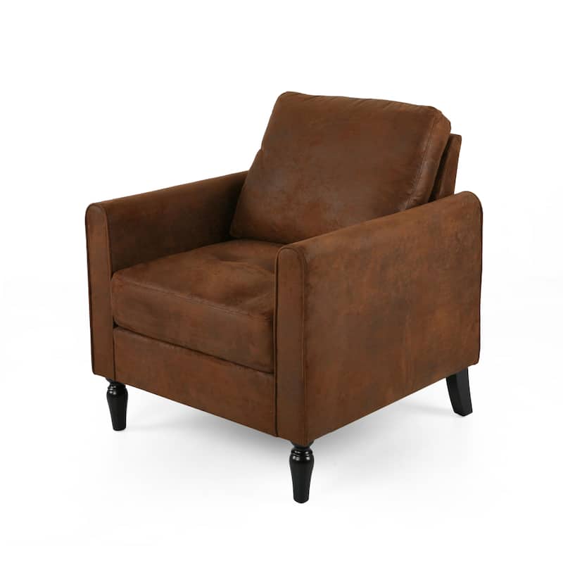Brown 31" Microfiber Club Chair with Tapered Legs