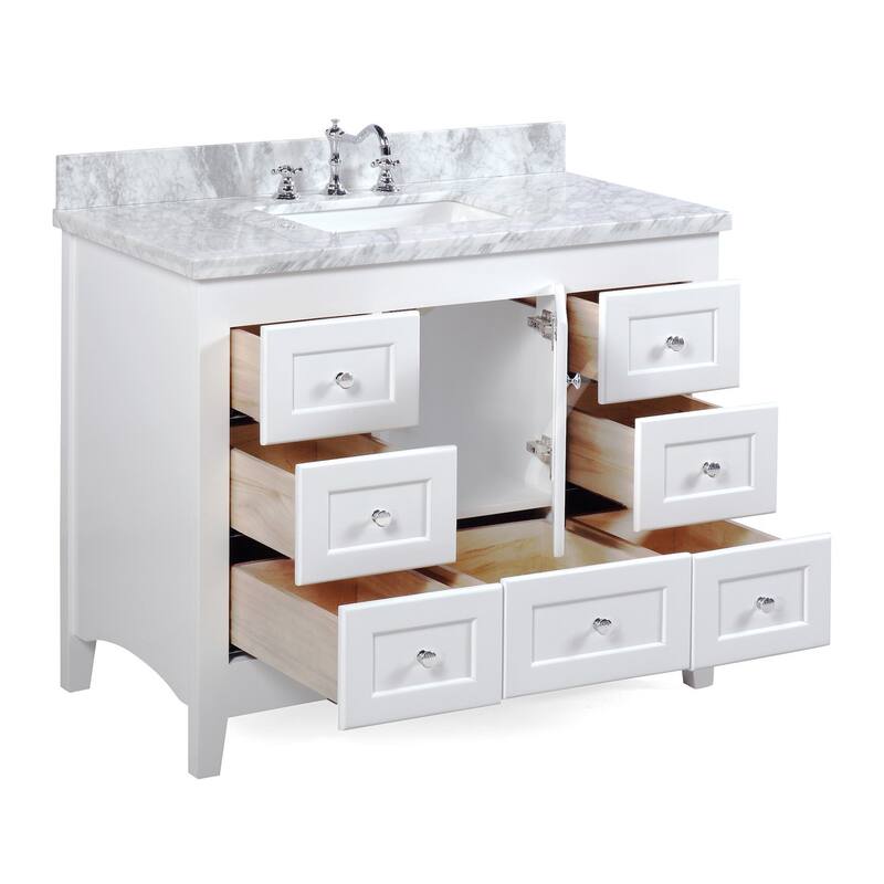 KitchenBathCollection Abbey 42" Bathroom Vanity with Carrara Marble Top