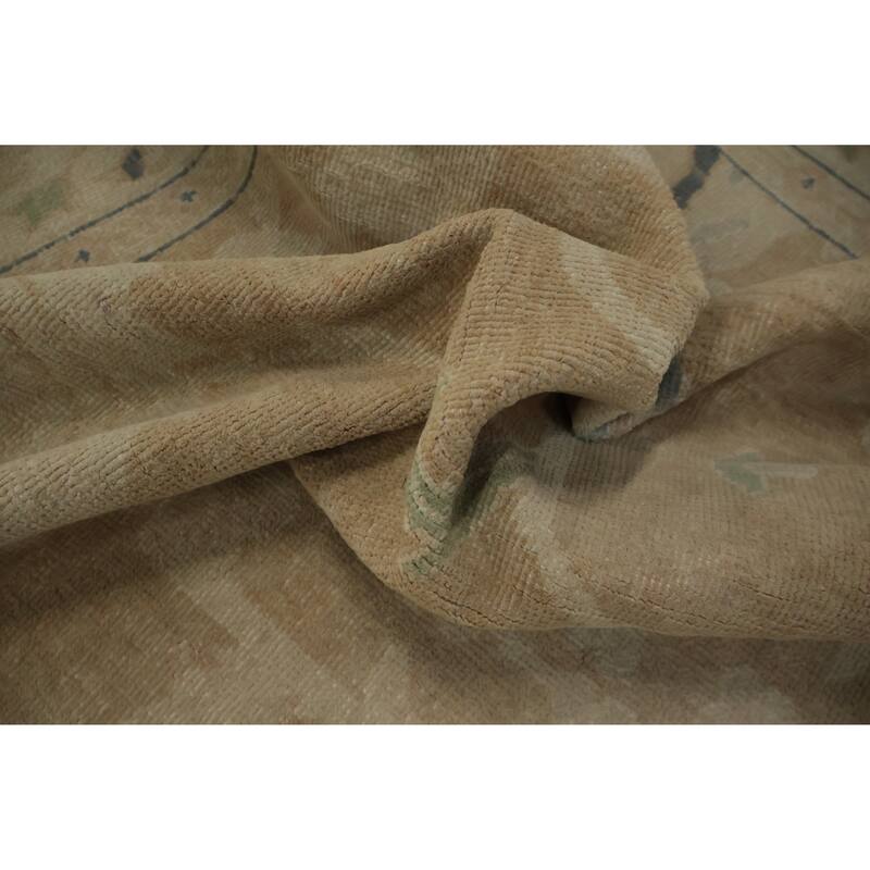 Hand Knotted Oriental 100% Wool Carpet Traditional Floral Brown Ziegler Area Rug - 9' 9'' X 6' 4''