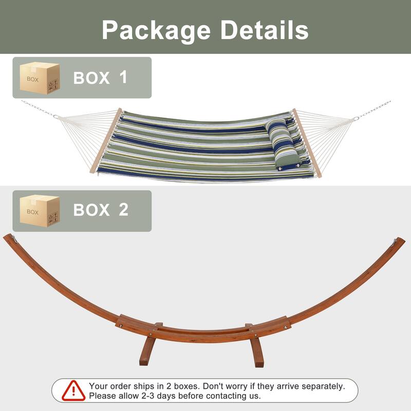 Double Spreader Bar Hammock With 13.5 ft. Wooden Stand - 162*55.1*48.8