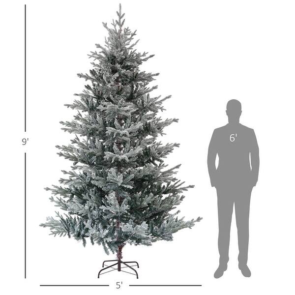 dimension image slide 0 of 2, HOMCOM 6ft Nordic Pine Artificial Christmas Tree with 795 Snow Flocked Tips, Foldable Metal Stand, Easy Assembly