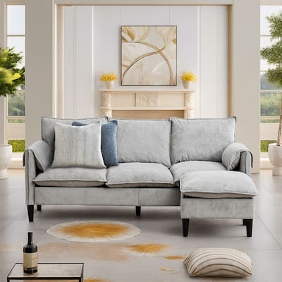 Convertible L-Shape Sofa Bed, Storage, Footstool, 3-Seater Multi-Space