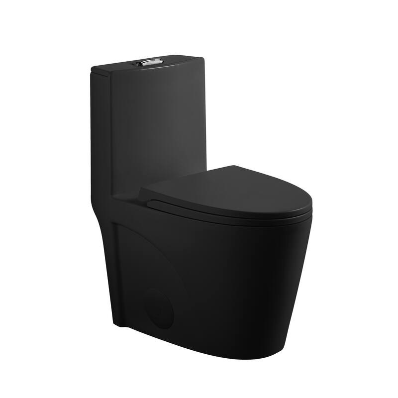 1.1/1.6 GPF Tornado Flush One-Piece Toilet,Siphonic S-trap 12",Elongated Bowl with Soft Close Seat,Chair Seat ADA Height 17"