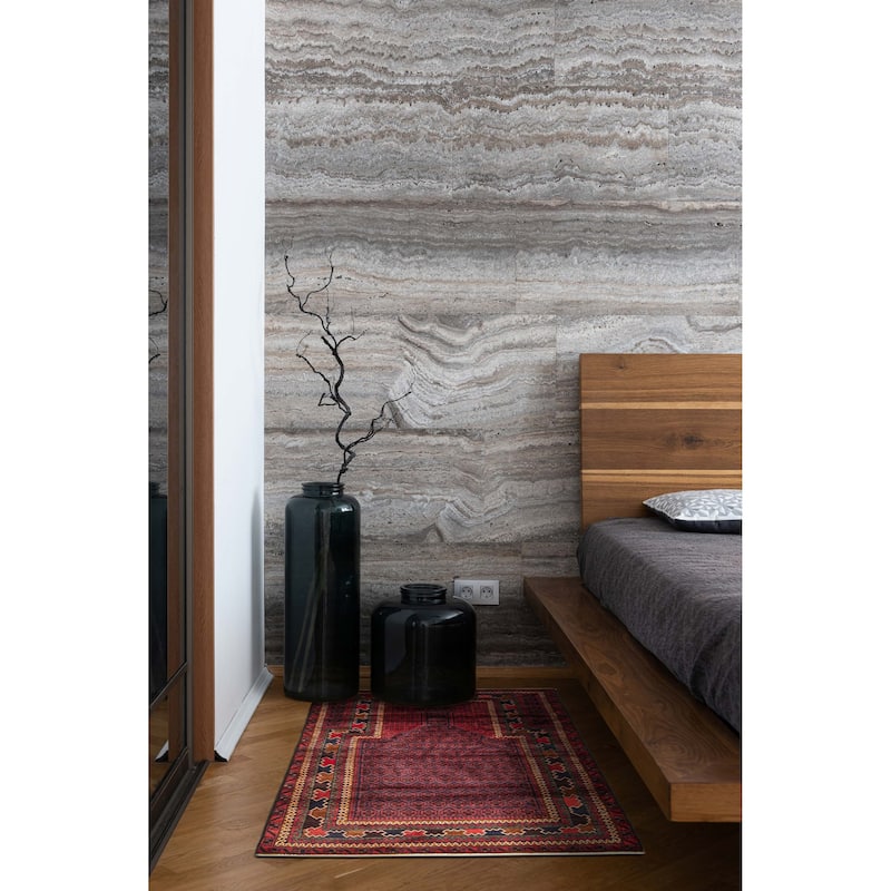 Teimani Burgundy Rug 3'1" x 4'9" - 3'1 x 4'9