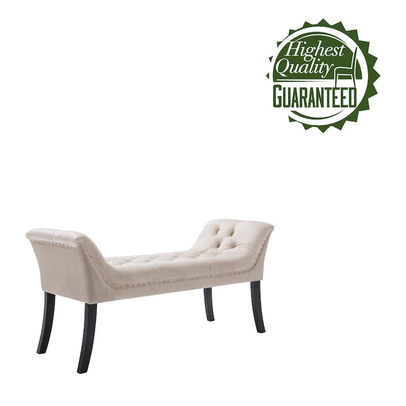 Porthos Home Sybil Tufted Velvet Accent Bench with Rubberwood Legs