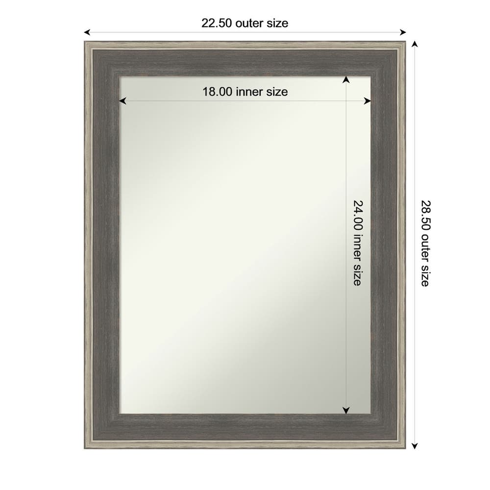 Cottage Non-Beveled Wood Framed Bathroom Vanity Wall Mirror - Cottage Grey Silver