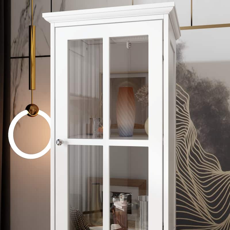 Cabinet Duo Entertainment Center Premium Tempered Glass Display Cabinet - 70.9"Wx21.5"H