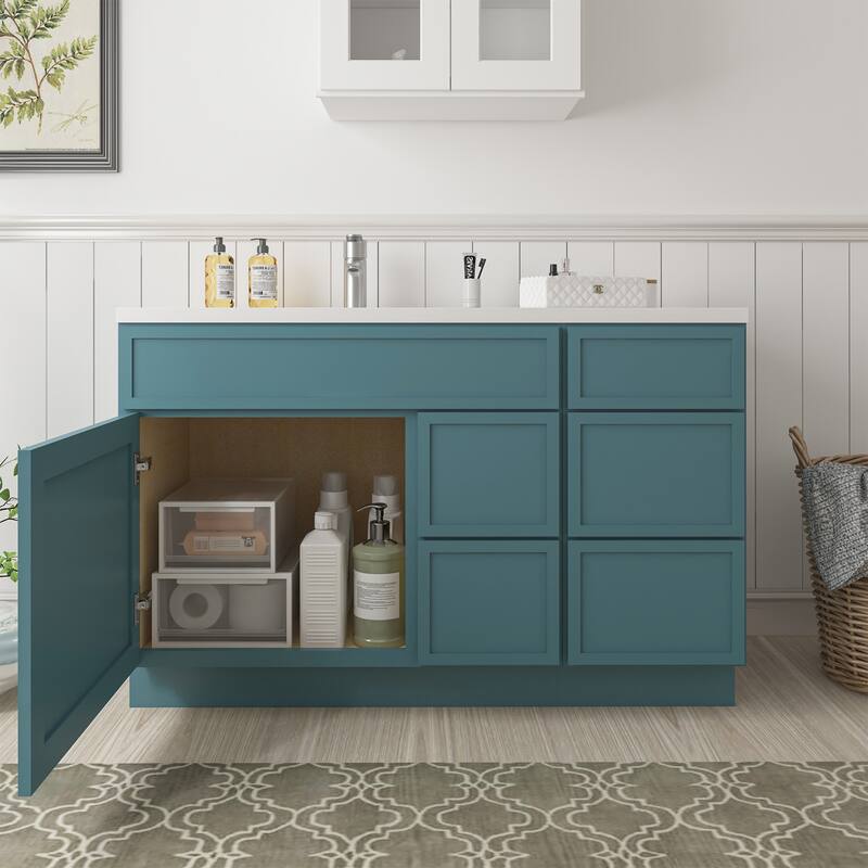 Vanity Art 51" Birch Freestanding Bathroom Vanity Cabinet without Top