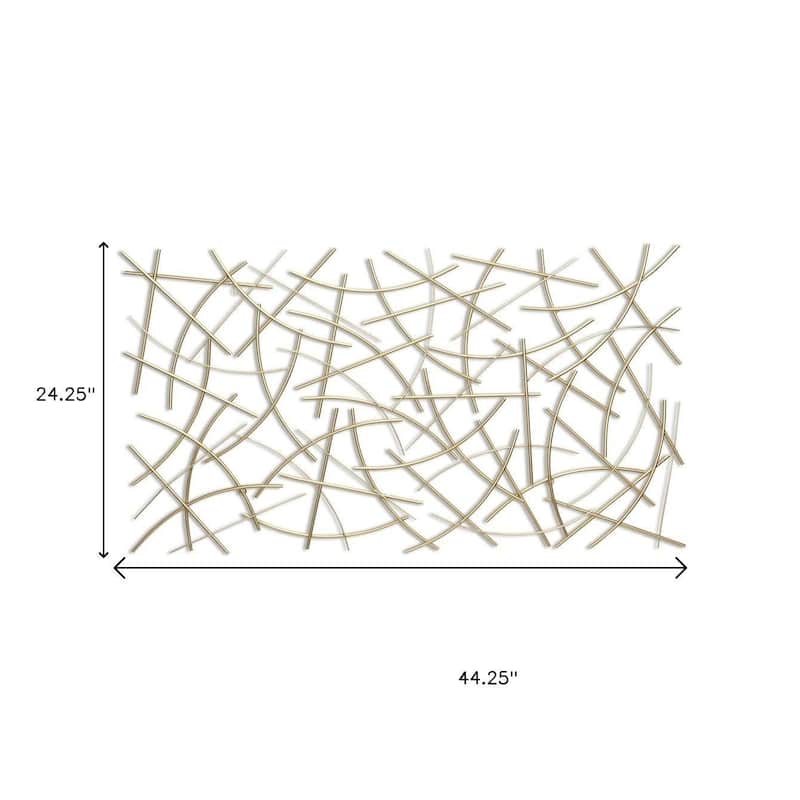 HomeRoots 24" X 44" Gold Abstract Lines Metal Hanging Dimensional Sculpture