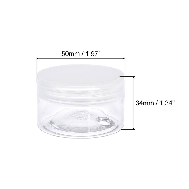 Round Plastic Jars with Transparent Screw Top Lid, 4Pcs