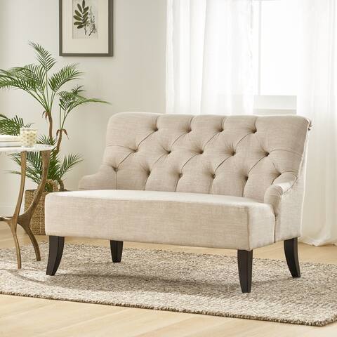 Nicole Polyester Blend Fabric Settee by Christopher Knight Home - 29.25"L x 43.75"W x 30.50"H