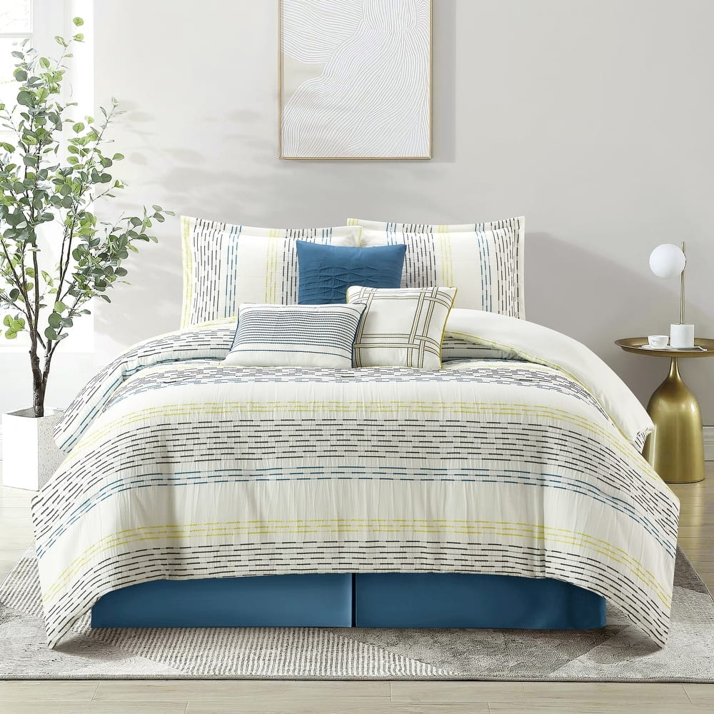Nanshing Kallia 7 Piece Modern Striped Comforter Set
