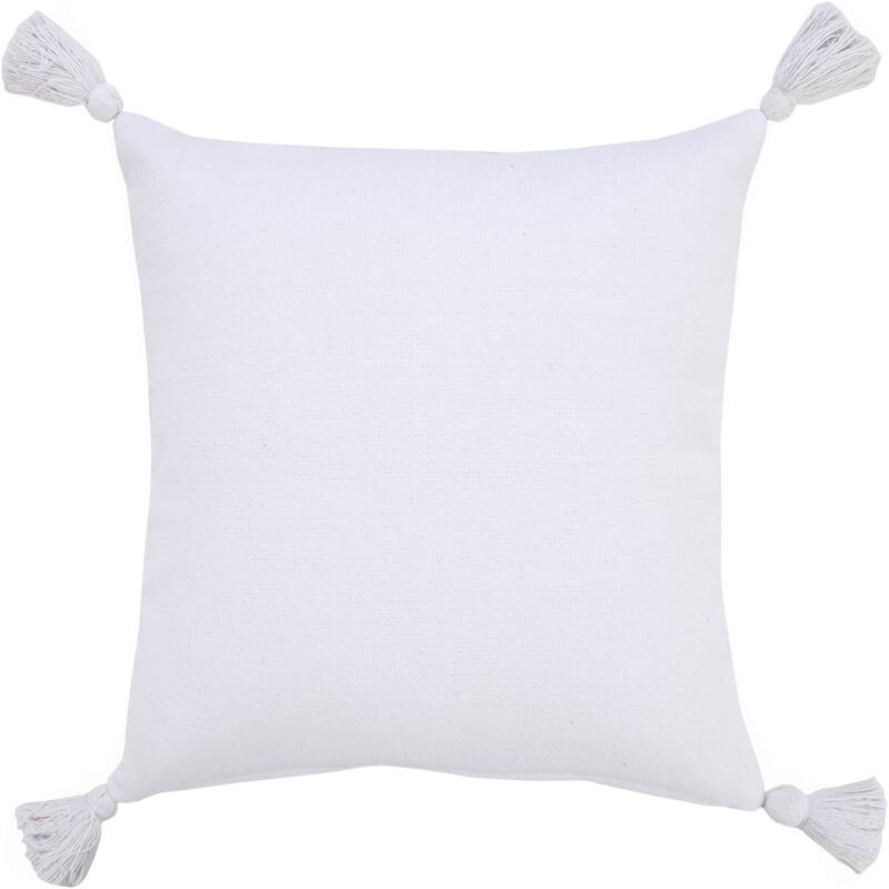 Sevita Solid Cotton Everyday Decorative Throw Pillow with Tassels - Polyester - White