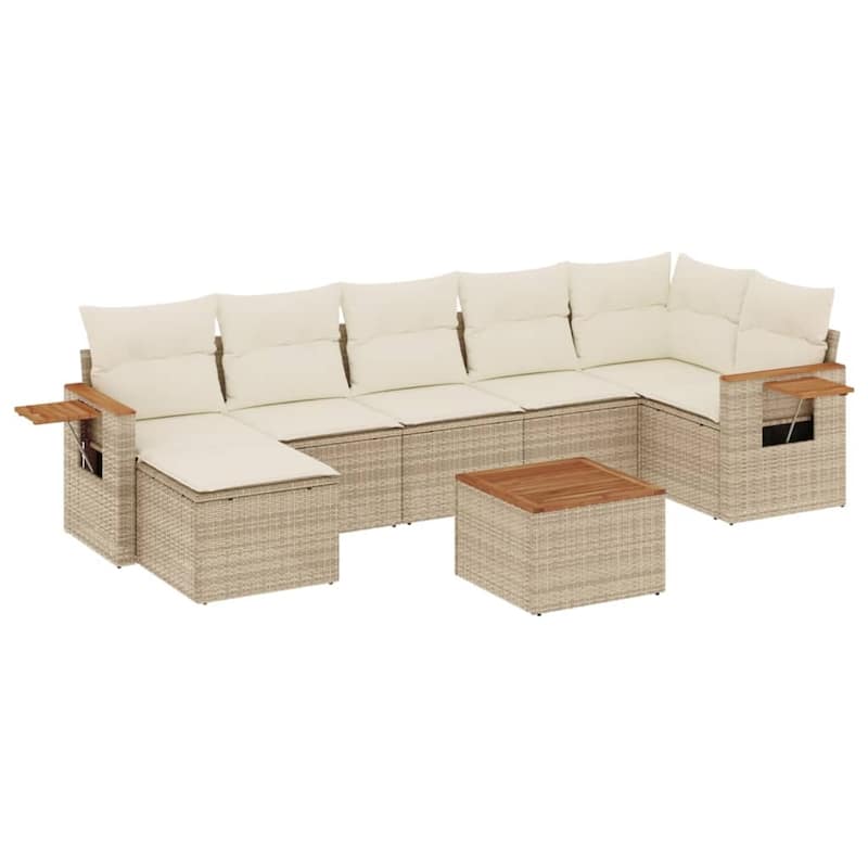 vidaXL Patio Sofa Set with Cushions Outdoor Conversation Furniture Poly Rattan