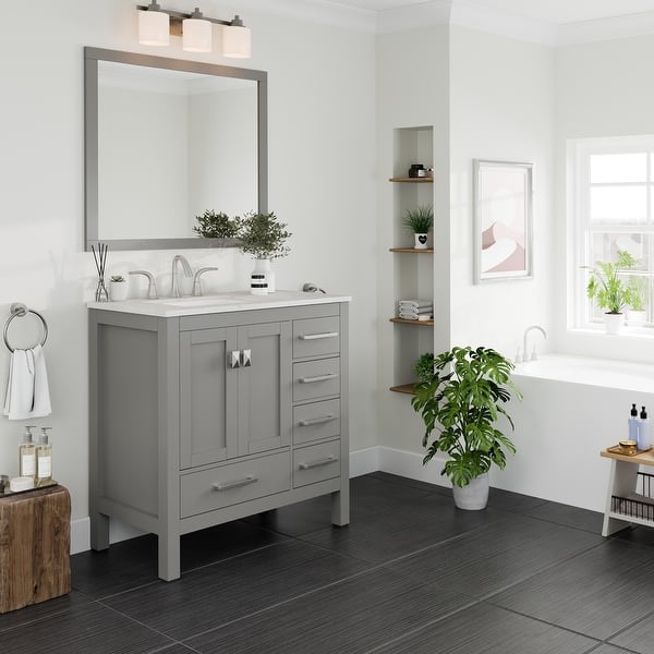 Eviva Aberdeen 48 in. W x 22 in. D Gray Single Sink Bathroom Vanity with White Carrara Quartz Top and Undermount Sink