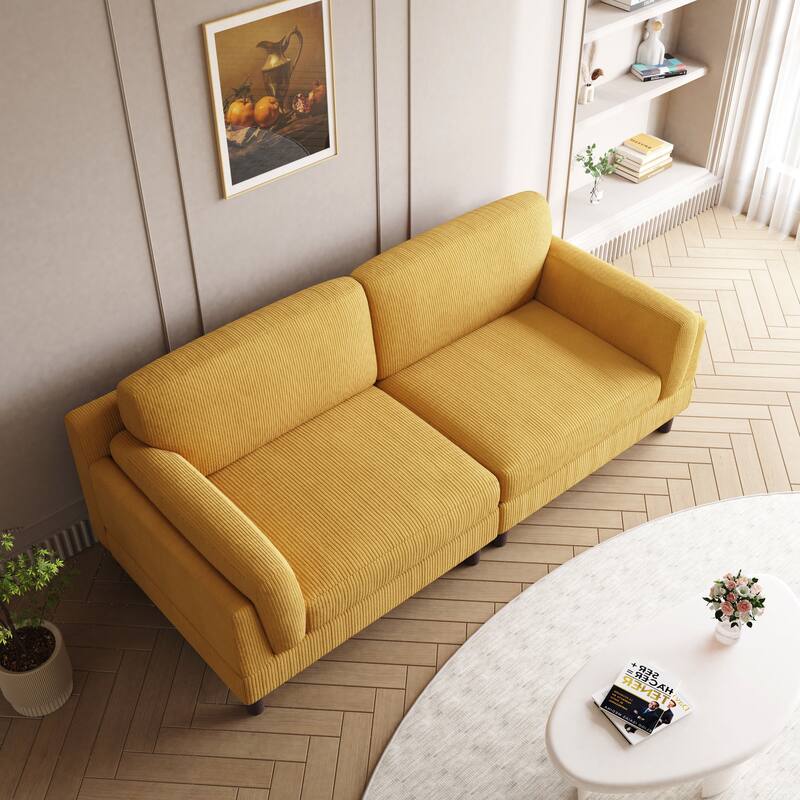Modern 90" Loveseats Corduroy Sectional Sofa - Orange
