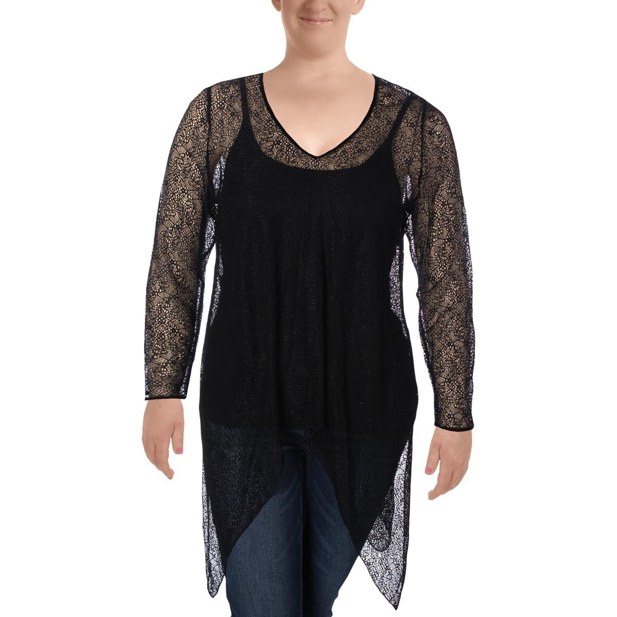 Shop Mblm By Tess Holliday Womens Plus Pullover Top Crochet Sheer Overstock 19847669