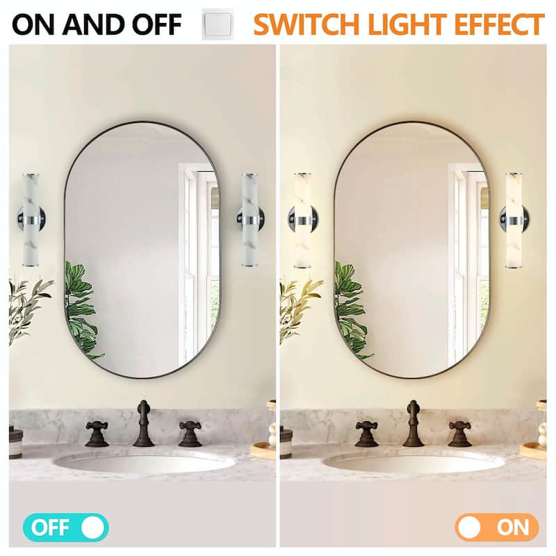 Resin Imitation Marble Wall Sconce, Set of 2 - Modern Vertical Light Fixture (Indoor Use Only)