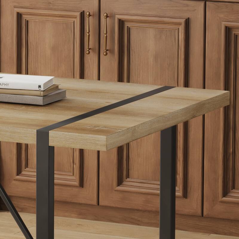 7-Piece Dining Table Set for 6, 55" Wood Kitchen Table with 6 Upholstered Chairs for Dining Room and Small Spaces