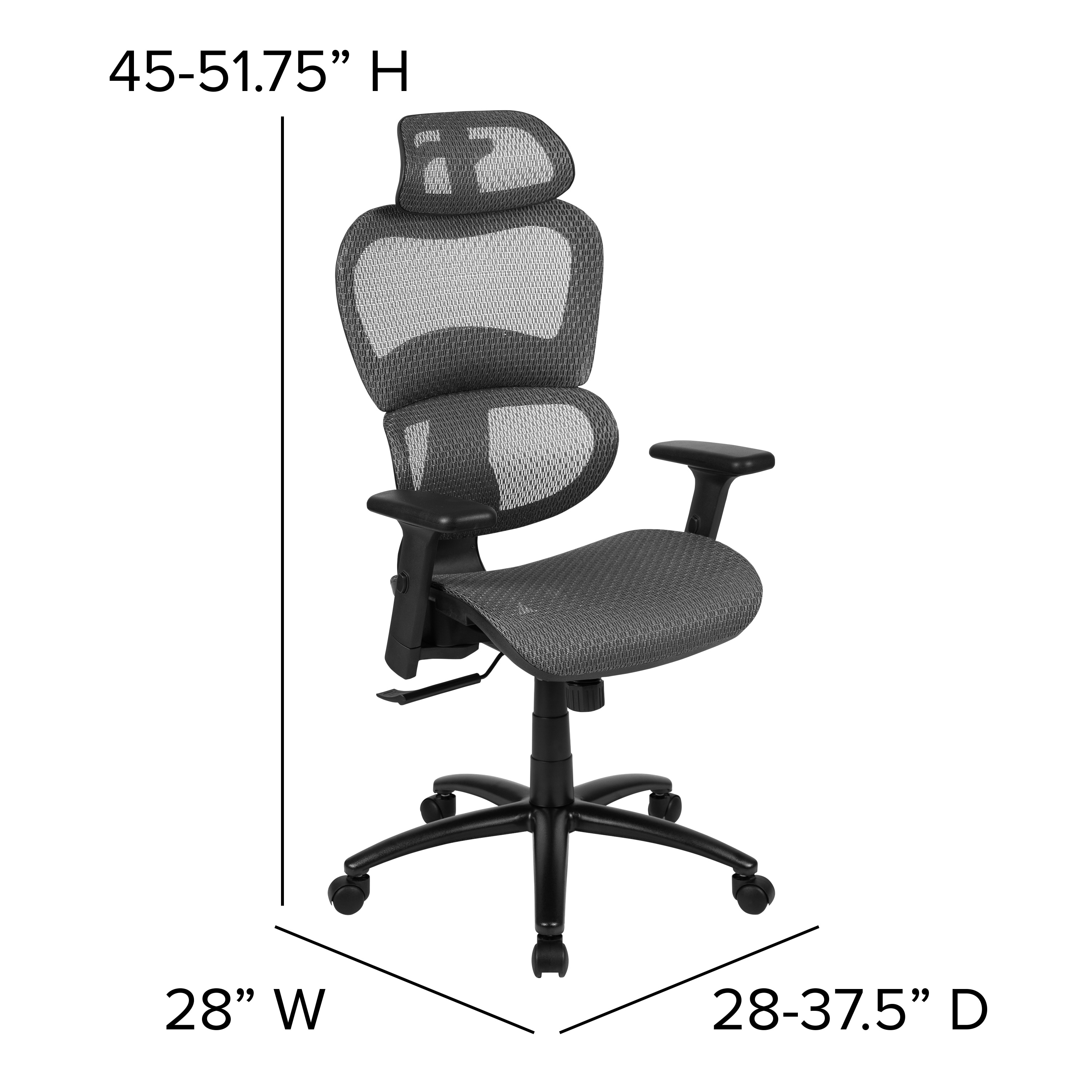 CLATINA Ergonomic Mesh Office Chair Tilt Function,2D Adjustable Lumbar Support and Wheels Black Adjustable Headrest with Adjustable Arm Rest Swivel Computer Task Chair High Back Desk Chair