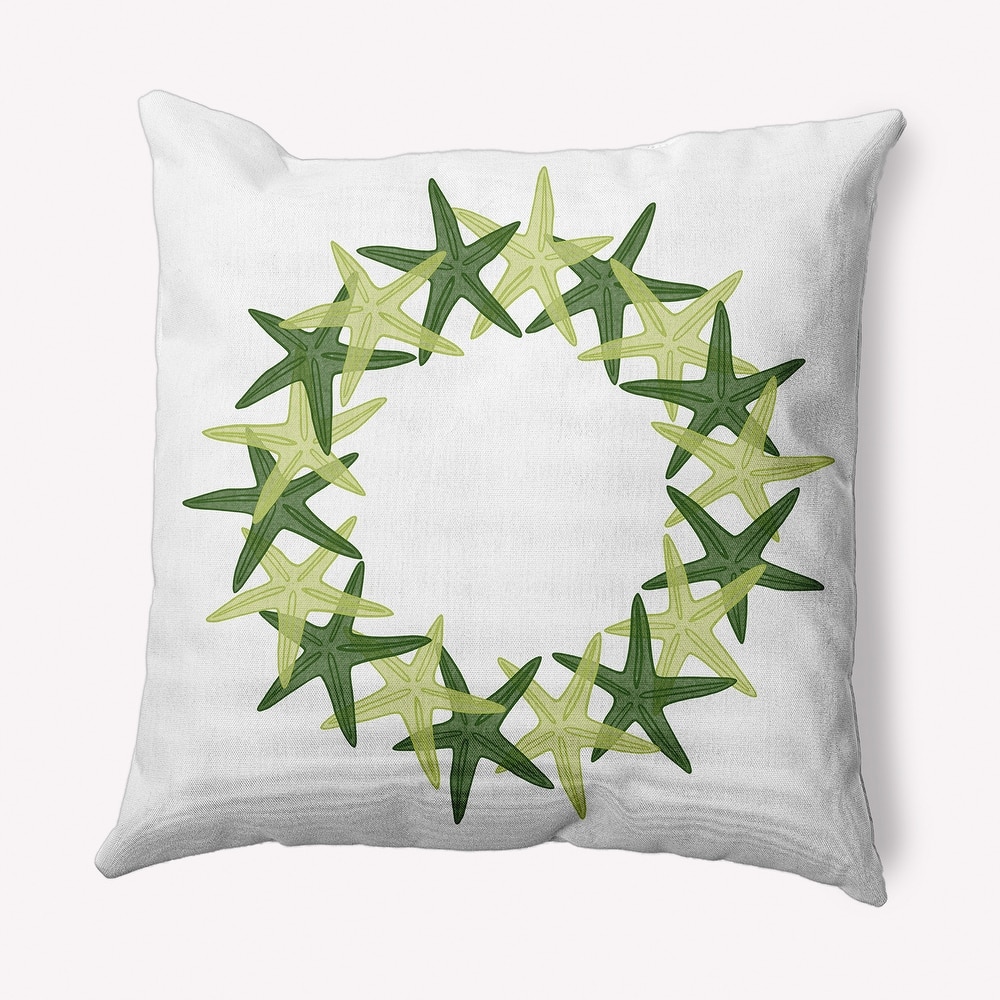 Starfish Wreath Soft Spun Polyester Indoor/Outdoor Throw Pillow