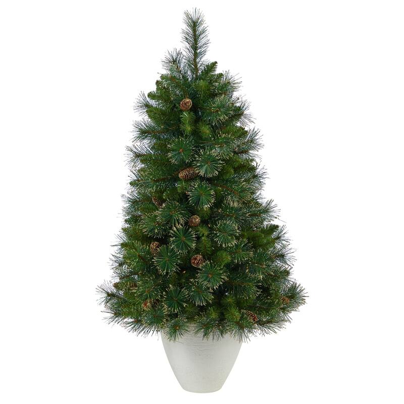 50in Golden Tip Pine Christmas Tree with Lights - Small Pre-Lit Holiday Tree in Planter - Green - 50