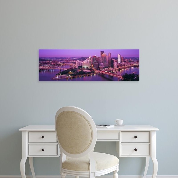 Easy Art Prints Panoramic Images's 'Dusk, Pittsburgh, Pennsylvania, USA' Premium Canvas Art
