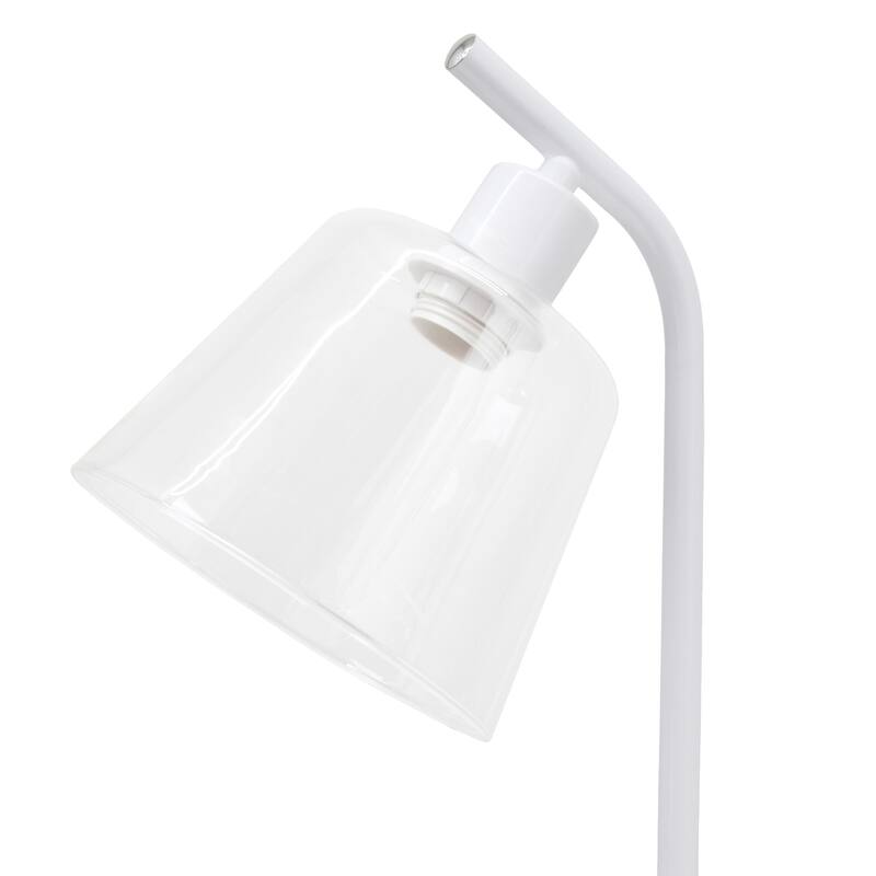 Curved Arm Desk Lamp with Glass Shade - 15.75" - White