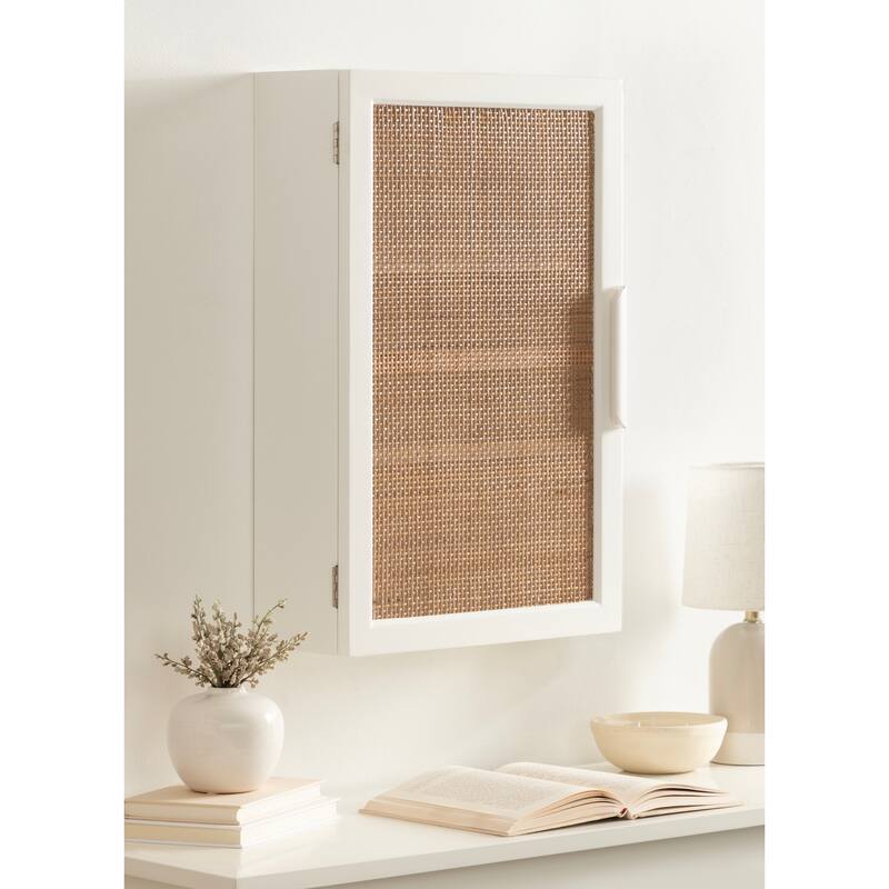 Kate and Laurel Ori Rattan Wall Cabinet