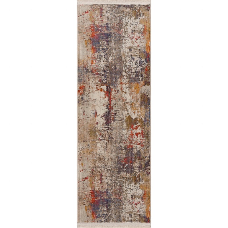 Teja Distressed Abstract Area Rug By HomeRoots - 2' X 6'