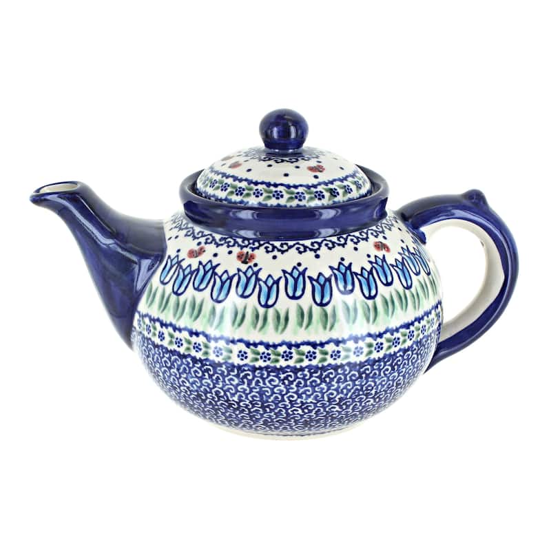 Blue Rose Polish Pottery 18 Vena Teapot - Garden Tulip