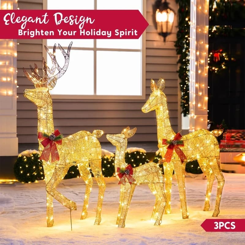 3 Packs Christmas Decoration Deer Family