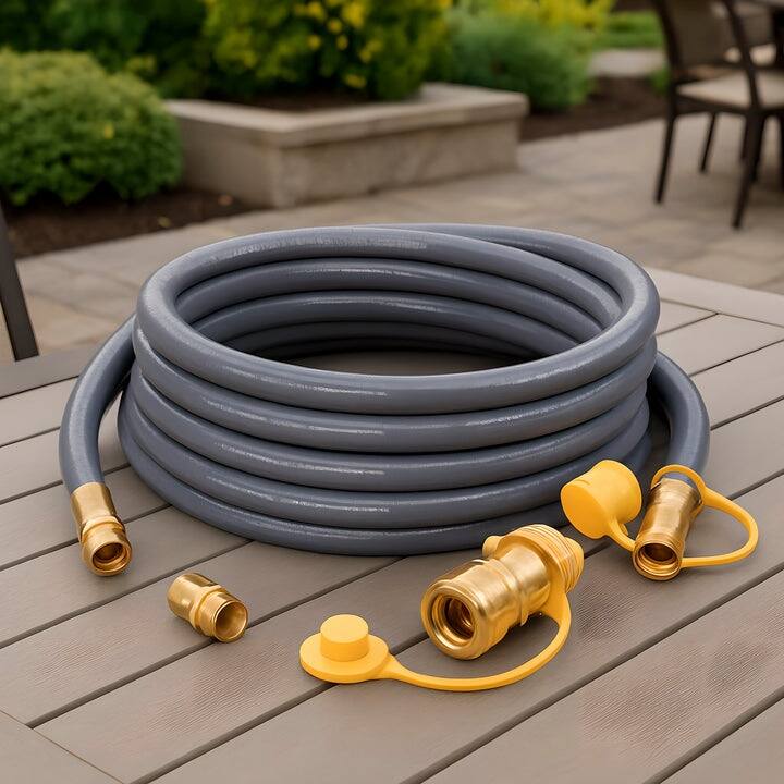 Kinger Home 10.5FT 1/2" ID Natural Gas Hose with 2520 Female Flare GDH7 Fitting - 10.5FT 1/2" ID - Natural Gas