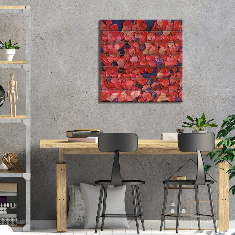 Cherry Blossom Print On Wood by Romana Khomyn - Multi-Color