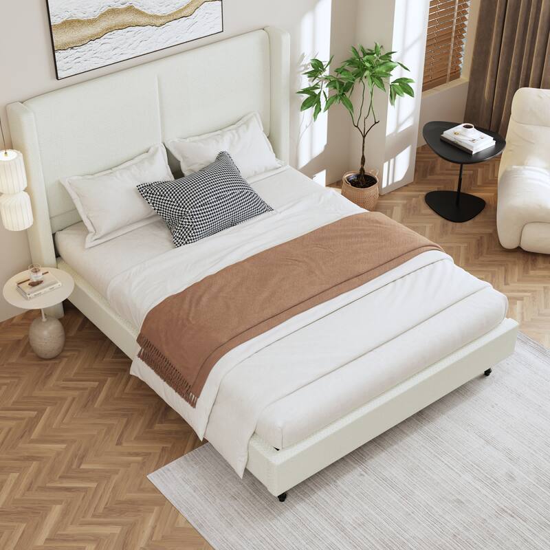 Queen Size Bed Frame with 55.5"High Back Upholstered Headboard