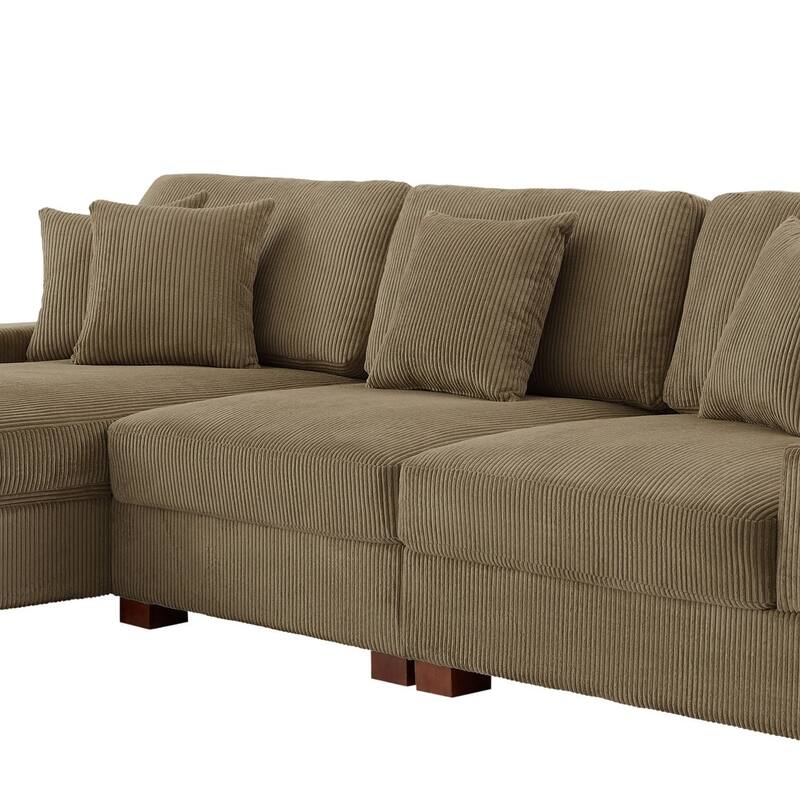 Upholstered Oversized Modular Sectional Sofa Set Corduroy Sleeper Sofa With Chaise