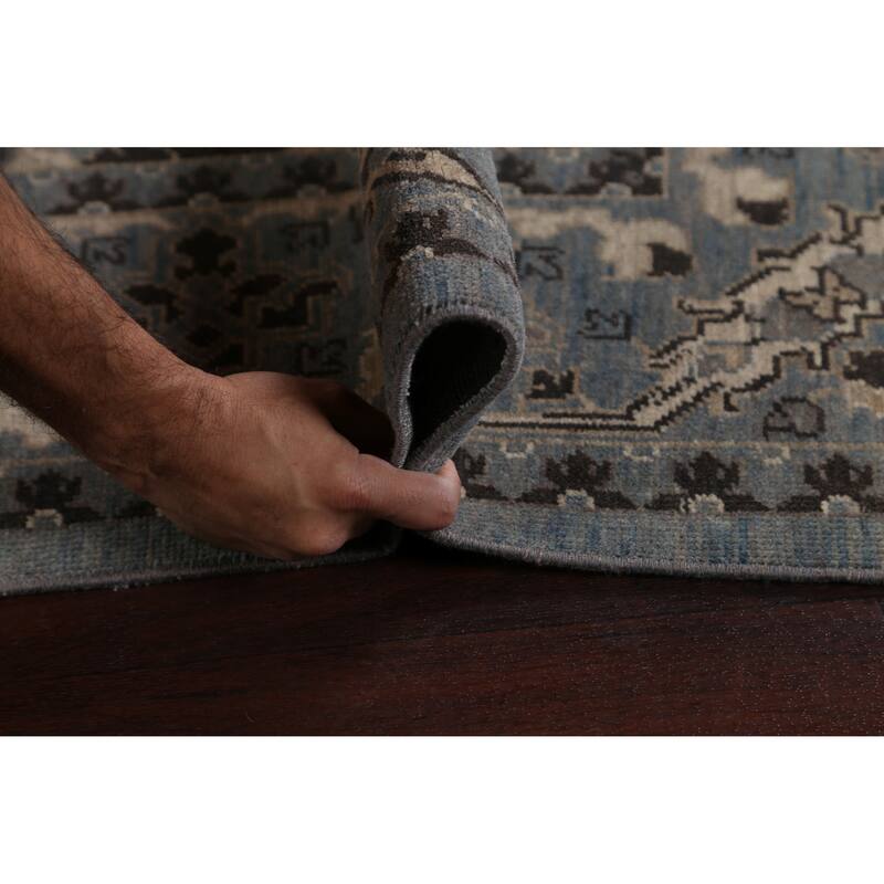 Silver Washed Turkish Ziegler Wool Area Rug Living Room Carpet - 6'7" x 9'10"