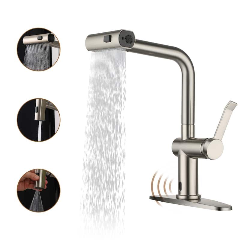 Single Handle Pull Down Sprayer Kitchen Faucet with Motion Sense Wave, Power Boost