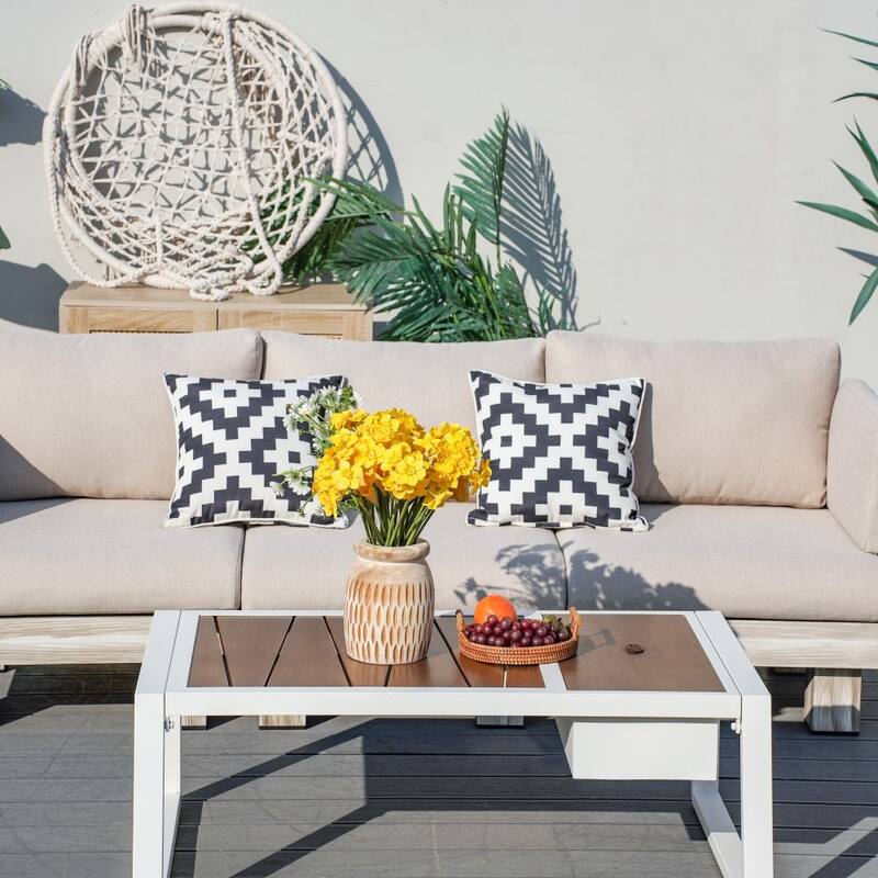 Modern Patio Conversation Set with Coffee Table and Ice Bucket