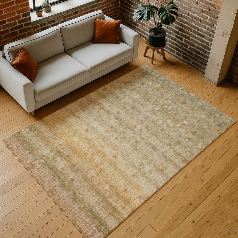 Machine Washable Indoor/ Outdoor Ombre Stripes Chantille Rug