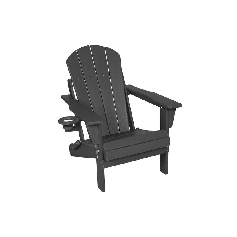 HDPE Folding Adirondack Chair with Dual Cup Holder - Composite Adirondack Chair with Wood Texture