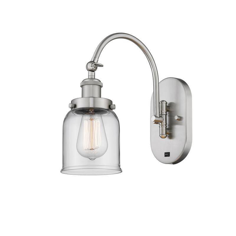 Innovations Lighting 918-1W-13-5 Bell Sconce Bell 13" Tall Wall Sconce - Brushed Satin Nickel / Clear