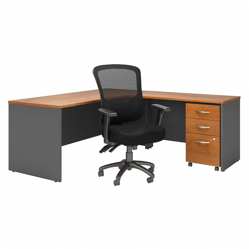 Series C 72W L Desk with Drawers and Chair by Bush Business Furniture